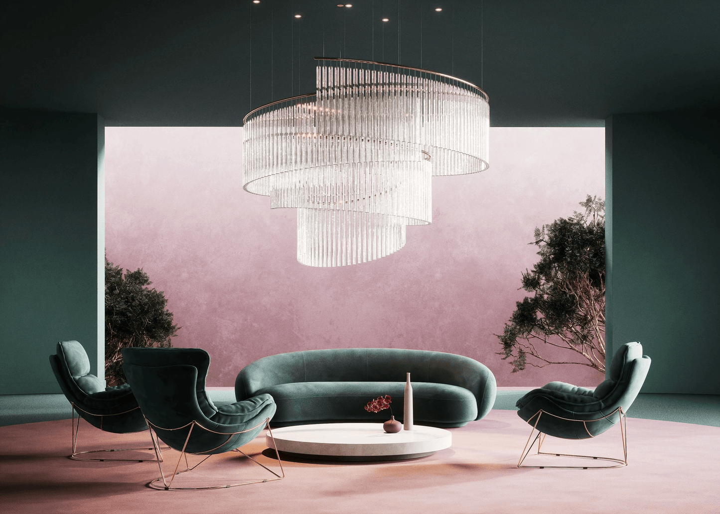 Rivella Cascade Fringe Crystal Chandelier