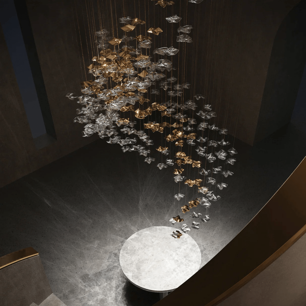 Galaxy Tidal Art Glass Crystal Spiral Chandelier