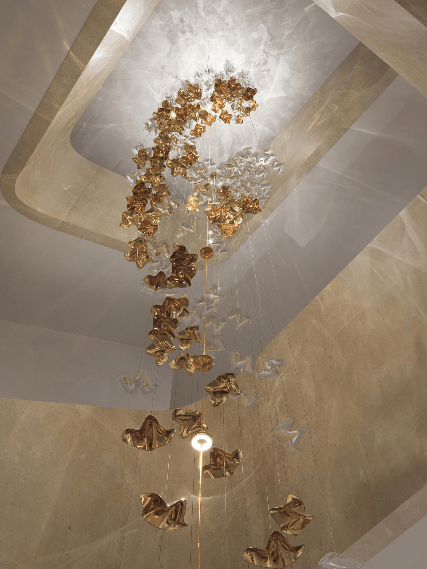 Galaxy Tidal Art Glass Crystal Spiral Chandelier
