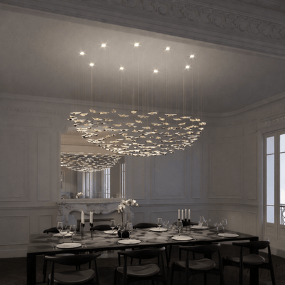 Galaxy Leaf Twisted Sculptural Meteor Shower Crystal Spiral Chandelier