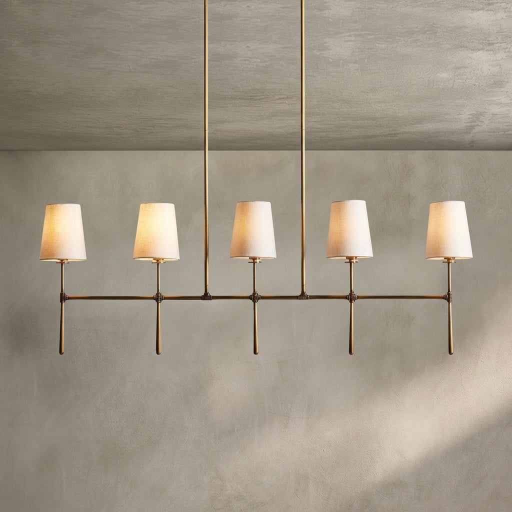 Morylighting Aura Linear Chandelier 5/6 Light - Background Shot