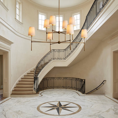 Morylighting Veridian 2-Tier Round Chandelier 48" Diameter - grand American foyer with two-story ceiling