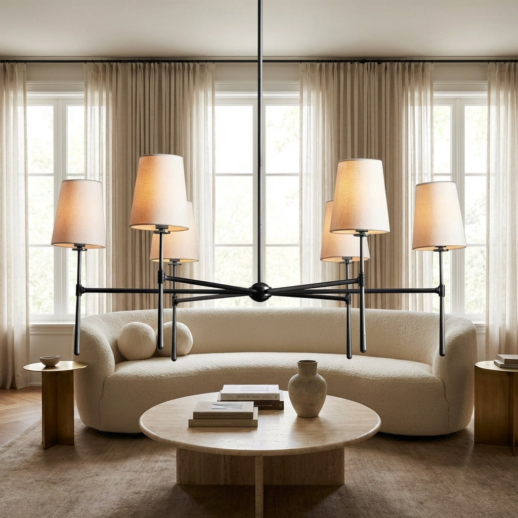 Morylighting Aura Round Chandelier 4/6 Light - sophisticated American living room