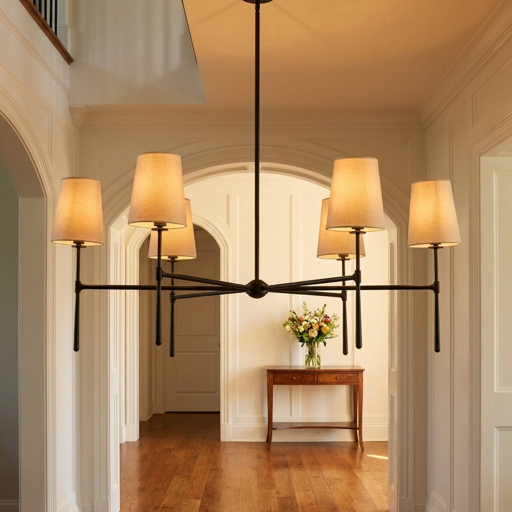 Morylighting Aura Round Chandelier 4/6 Light - elegant American entryway with arched doorway