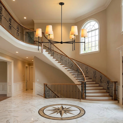 Morylighting Aura Round Chandelier 4/6 Light - grand American foyer with two-story ceiling