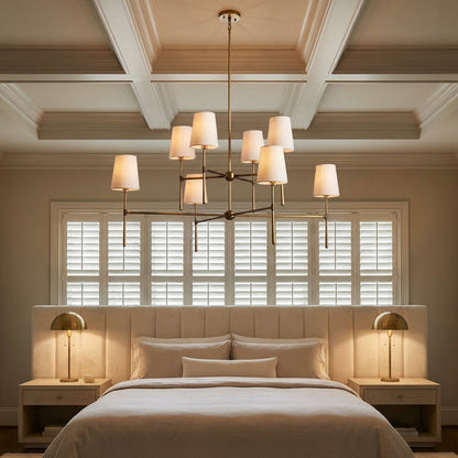 Morylighting Veridian 2-Tier Round Chandelier 48" Diameter - American master bedroom with coffered ceiling
