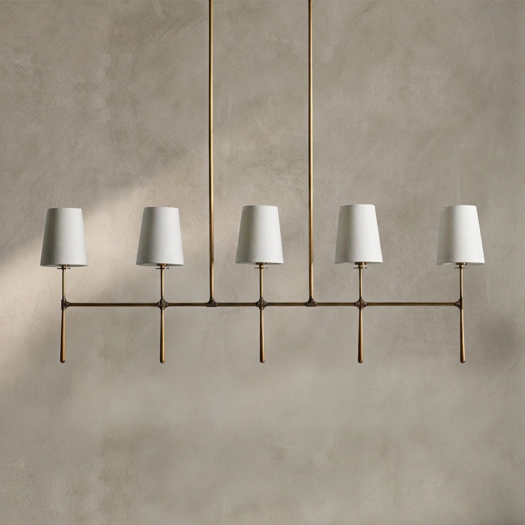 Morylighting Aura Linear Chandelier 5/6 Light - Background Shot