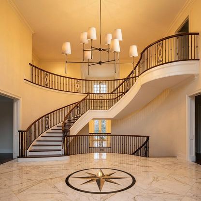 Morylighting Veridian 2-Tier Round Chandelier 48" Diameter - grand American foyer with two-story ceiling