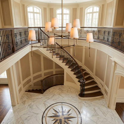 Morylighting Veridian 2-Tier Round Chandelier 48" Diameter - grand American foyer with two-story ceiling