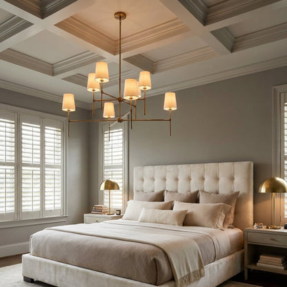Morylighting Veridian 2-Tier Round Chandelier 48" Diameter - American master bedroom with coffered ceiling
