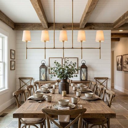 Morylighting Aura Linear Chandelier 5/6 Light - modern American farmhouse dining room