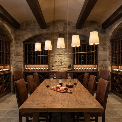 Morylighting Aura Linear Chandelier 5/6 Light - elegant American wine cellar dining room