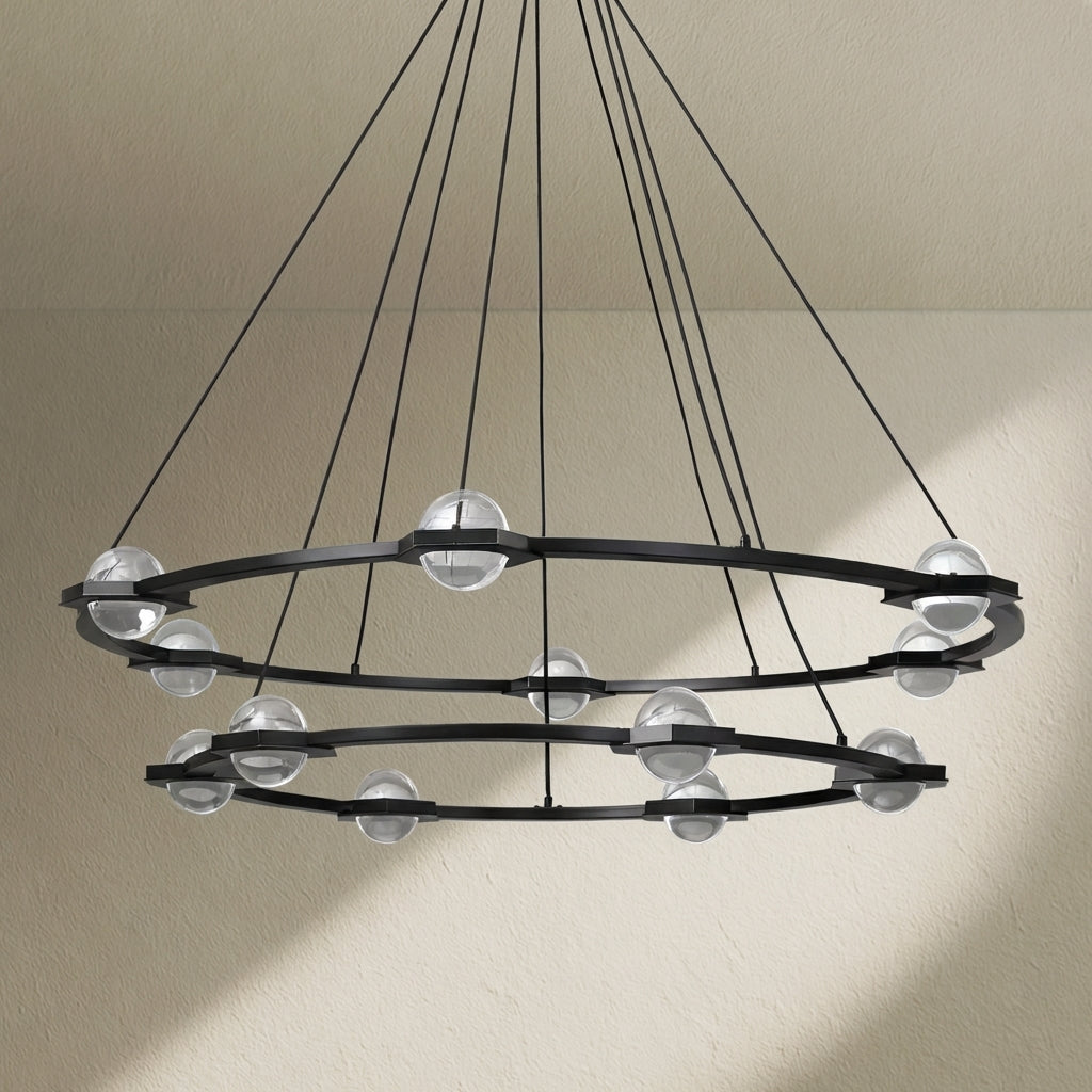 Tricolordeer Celestial Aura 2-Tier Round Chandelier 60" - Background Shot