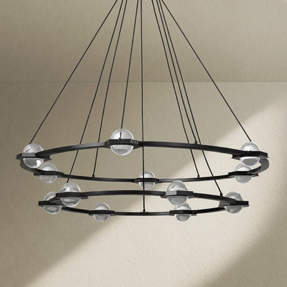 Tricolordeer Celestial Aura 2-Tier Round Chandelier 60" - Background Shot