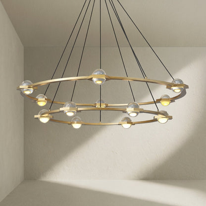 Tricolordeer Celestial Aura 2-Tier Round Chandelier 60" - Background Shot