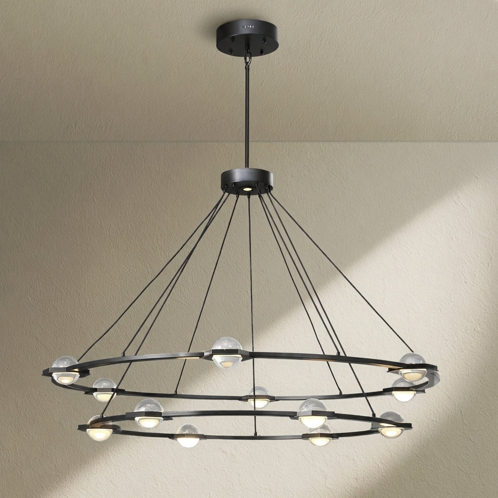 Tricolordeer Celestial Aura 2-Tier Round Chandelier 60" - Background Shot