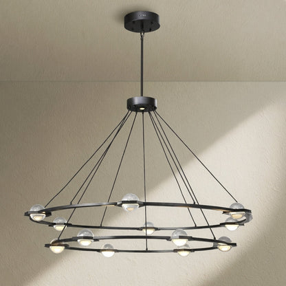Tricolordeer Celestial Aura 2-Tier Round Chandelier 60" - Background Shot