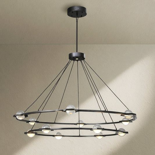 Tricolordeer Celestial Aura 2-Tier Round Chandelier 60" - Background Shot