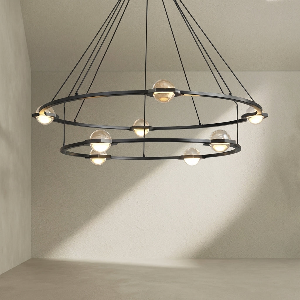 Tricolordeer Celestial Aura 2-Tier Round Chandelier 60" - Background Shot
