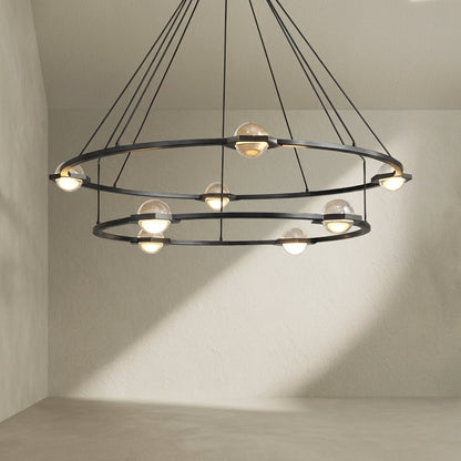 Tricolordeer Celestial Aura 2-Tier Round Chandelier 60" - Background Shot