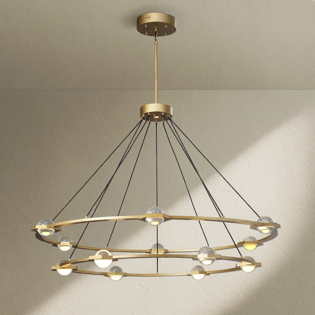 Tricolordeer Celestial Aura 2-Tier Round Chandelier 60" - Background Shot