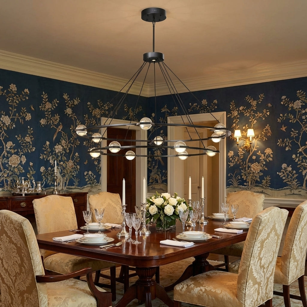 Tricolordeer Celestial Aura 2-Tier Round Chandelier 60" - formal American dining room