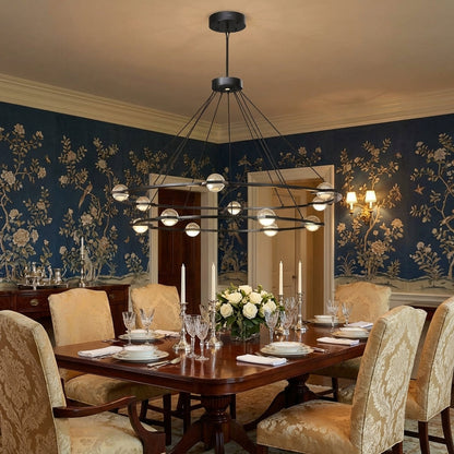 Tricolordeer Celestial Aura 2-Tier Round Chandelier 60" - formal American dining room
