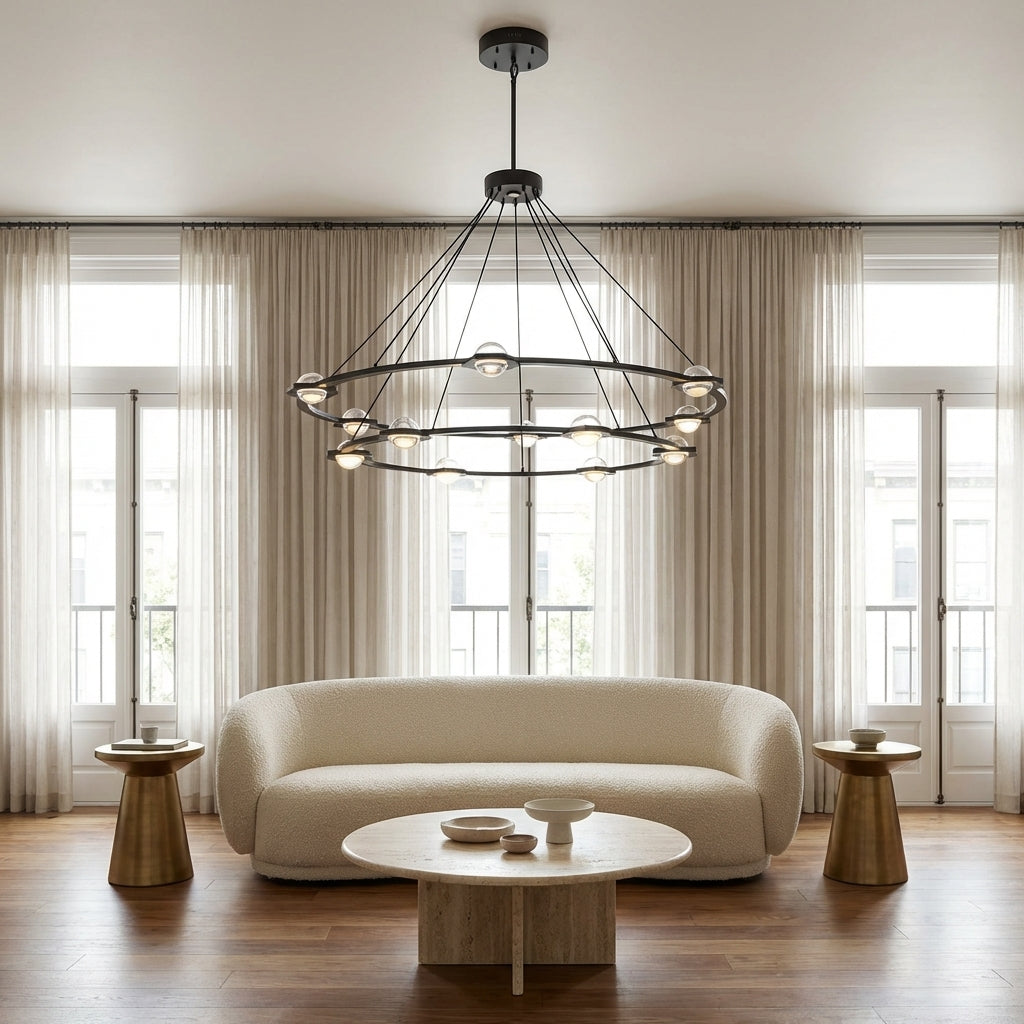 Tricolordeer Celestial Aura 2-Tier Round Chandelier 60" - sophisticated American living room