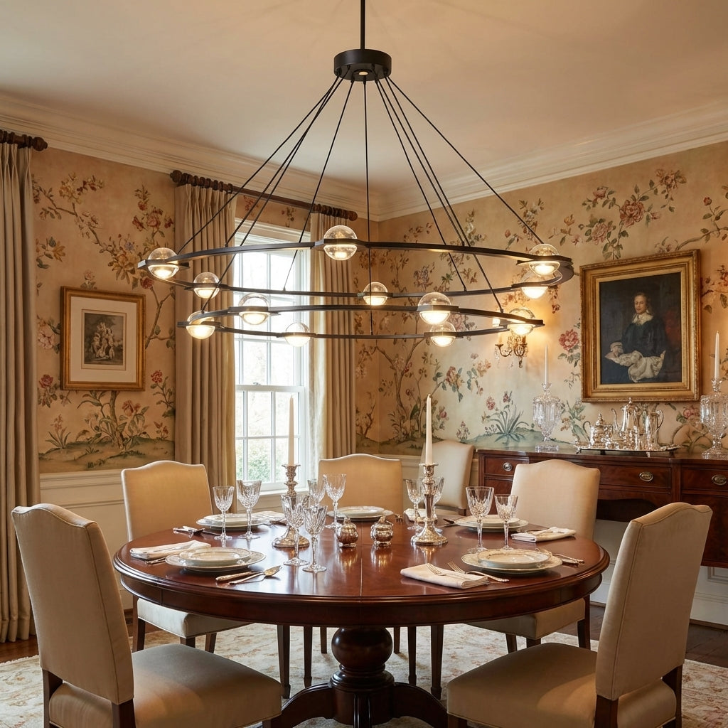 Tricolordeer Celestial Aura 2-Tier Round Chandelier 60" - formal American dining room