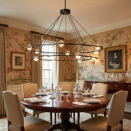 Tricolordeer Celestial Aura 2-Tier Round Chandelier 60" - formal American dining room