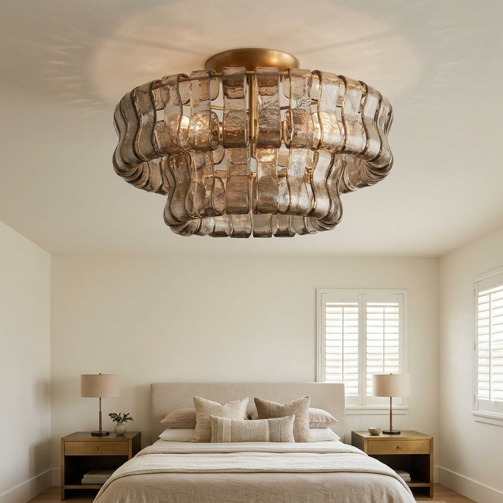 Morylighting Veridian Radiance Flush Mount 18" Diameter - American master bedroom with standard ceiling