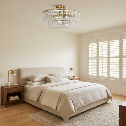 Morylighting Veridian Radiance Flush Mount 18" Diameter - American master bedroom with standard ceiling