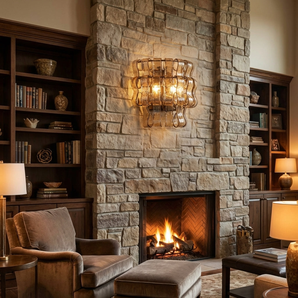 Morylighting Veridian Artisan Glass Sconce - American formal living room