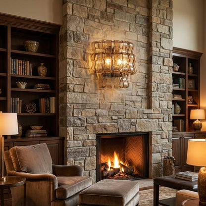 Morylighting Veridian Artisan Glass Sconce - American formal living room