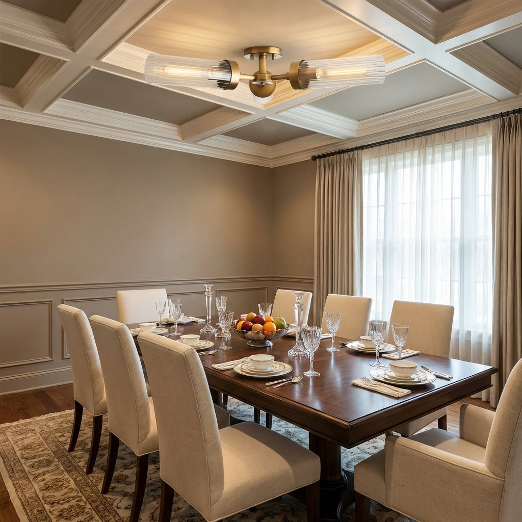 Morylighting Aura 3-Light Flushmount 31.5" Width x 31.5" Depth x 5.5" Height x 31.5" Diameter - elegant American dining room