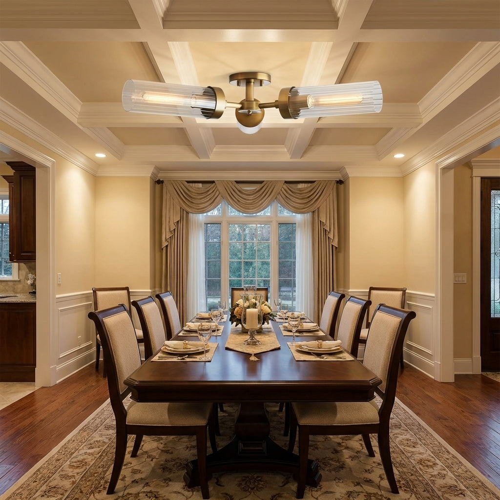 Morylighting Aura 3-Light Flushmount 31.5" Width x 31.5" Depth x 5.5" Height x 31.5" Diameter - elegant American dining room
