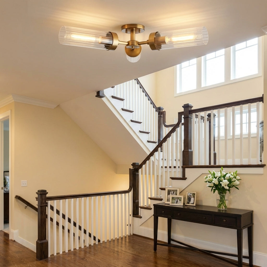Morylighting Aura 3-Light Flushmount 31.5" Width x 31.5" Depth x 5.5" Height x 31.5" Diameter - American transitional foyer