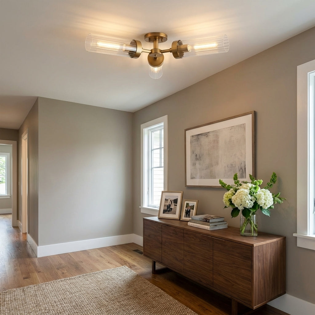 Morylighting Aura 3-Light Flushmount 31.5" Width x 31.5" Depth x 5.5" Height x 31.5" Diameter - American transitional foyer