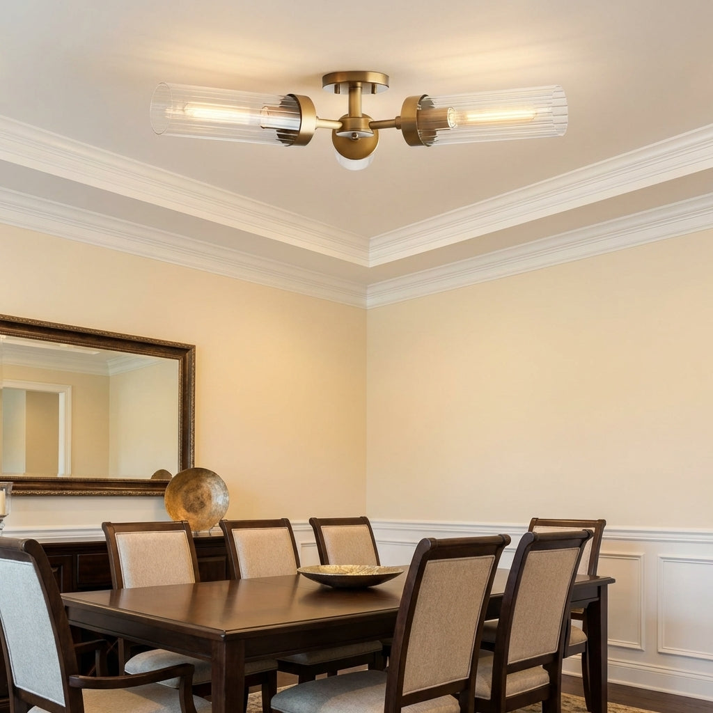 Morylighting Aura 3-Light Flushmount 31.5" Width x 31.5" Depth x 5.5" Height x 31.5" Diameter - elegant American dining room