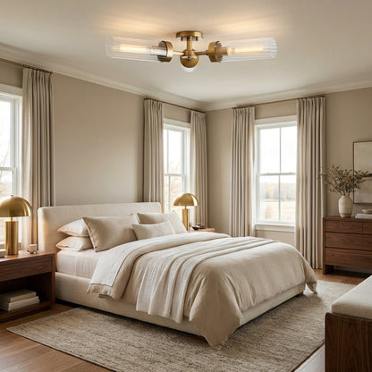 Morylighting Aura 3-Light Flushmount 31.5" Width x 31.5" Depth x 5.5" Height x 31.5" Diameter - American master bedroom