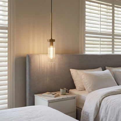 Morylighting Veridian Fluted Glass 1-Light Pendant - elegant American bedroom
