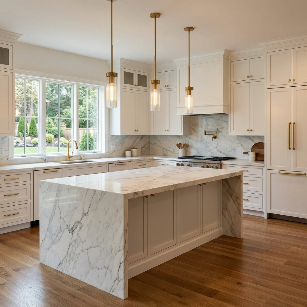 Morylighting Veridian Fluted Glass 1-Light Pendant - high-end American kitchen