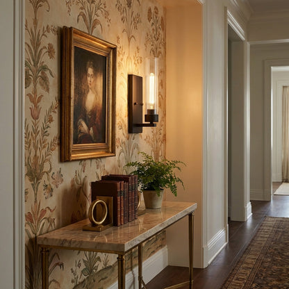 Morylighting Aura Fluted Glass 1-Light Wall Sconce - sophisticated American hallway alcove