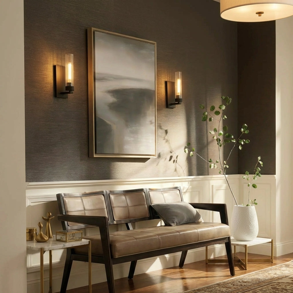 Morylighting Aura Fluted Glass 1-Light Wall Sconce - sophisticated American hallway alcove