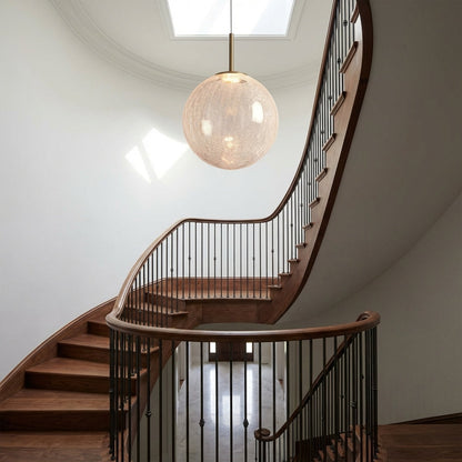 Morylighting Aura Sphere Integrated LED Pendant - dramatic American stairwell with three-story void