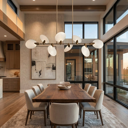 Morylighting Aura Linear Chandelier 62"74" - American great room dining area