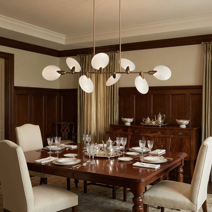 Morylighting Aura Linear Chandelier 62"74" - American transitional dining room