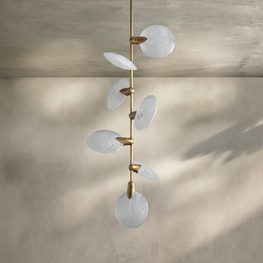 Morylighting Aura Grand Hand-Blown Glass 7-Light Pendant for Staircase Foyer 21.75" Diameter - Background Shot