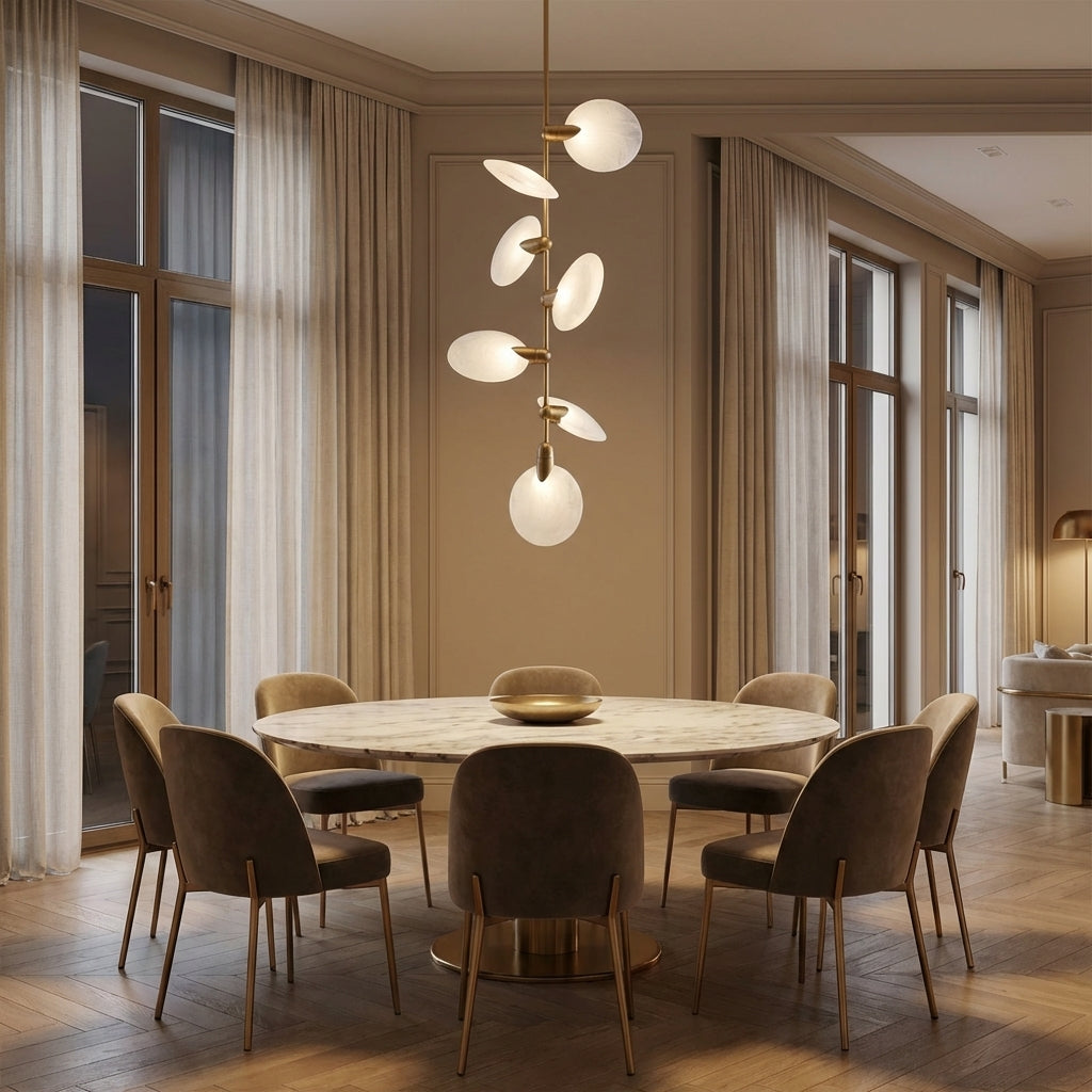 Morylighting Aura Grand Hand-Blown Glass 7-Light Pendant for Staircase Foyer 21.75" Diameter - luxurious American dining room