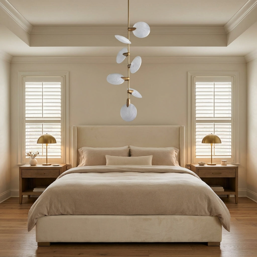 Morylighting Aura Grand Hand-Blown Glass 7-Light Pendant for Staircase Foyer 21.75" Diameter - American master bedroom with tray ceiling